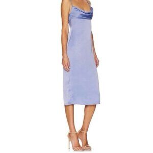 WeWoreWhat Womens Satin Cowl Midi Dress Slate Blue Size 00
